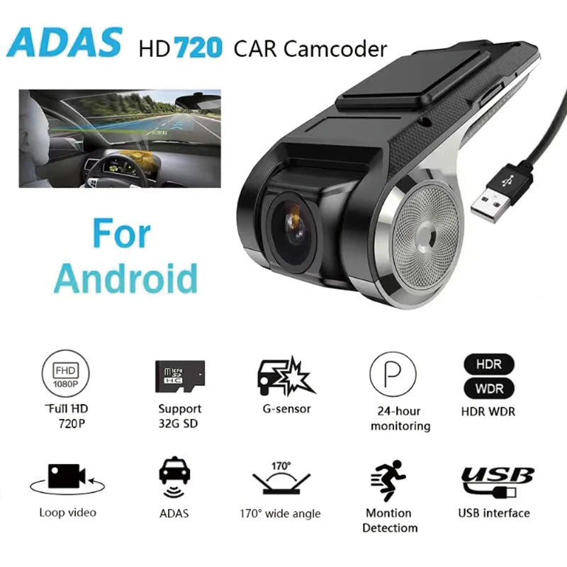 Dual Lens Dash Cam with ADAS for Android Players