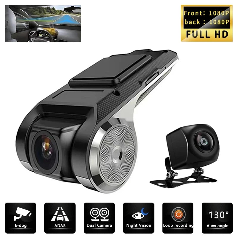 Dual Lens Dash Cam with ADAS for Android Players